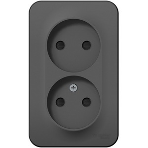 Изображение товара Розетка накладная двойная без заземления со шторками (антрацит) Systeme Electric Blanca BLNRA001216