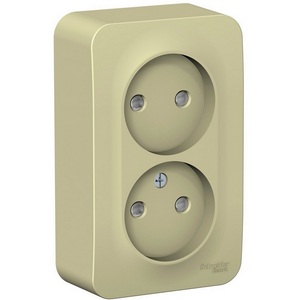 Изображение товара Розетка накладная двойная без заземления со шторками (бежевый) Systeme Electric Blanca BLNRA001217