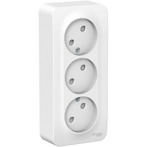 Изображение товара Розетка накладная тройная без заземления со шторками (белый) Systeme Electric Blanca BLNRA001311