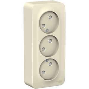 Изображение товара Розетка накладная тройная без заземления со шторками (молочный) Systeme Electric Blanca BLNRA001312