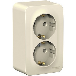 Изображение товара Розетка накладная двойная с заземлением (молочный) Systeme Electric Blanca BLNRA010202