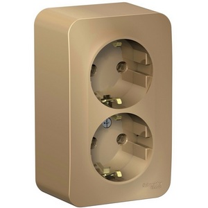 Изображение товара Розетка накладная двойная с заземлением (титан) Systeme Electric Blanca BLNRA010204