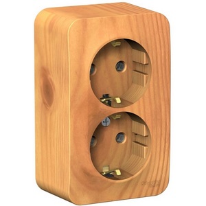 Изображение товара Розетка накладная двойная с заземлением (ясень) Systeme Electric Blanca BLNRA010205