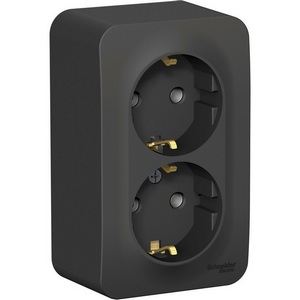 Изображение товара Розетка накладная двойная с заземлением (антрацит) Systeme Electric Blanca BLNRA010206