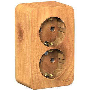 Изображение товара Розетка накладная двойная с заземлением (ясень) Systeme Electric Blanca BLNRA010215