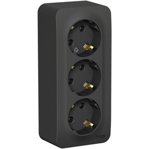 Изображение товара Розетка накладная тройная с заземлением (антрацит) Systeme Electric Blanca BLNRA010316