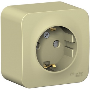 Изображение товара Розетка накладная с заземлением и шторками (бежевый) Systeme Electric Blanca BLNRA011117