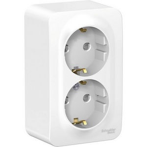 Изображение товара Розетка накладная двойная с заземлением и шторками (белый) Systeme Electric Blanca BLNRA011211