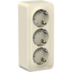 Изображение товара Розетка накладная тройная с заземлением и шторками (молочный) Systeme Electric Blanca BLNRA011312