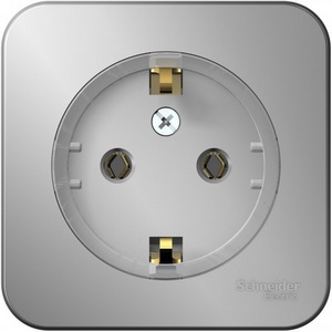 Изображение товара Розетка накладная с заземлением (алюминий) Systeme Electric Blanca BLNRA110113