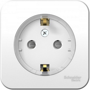 Изображение товара Розетка накладная с заземлением и шторками (белый) Systeme Electric Blanca BLNRA111111