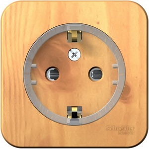 Изображение товара Розетка накладная с заземлением и шторками (ясень) Systeme Electric Blanca BLNRA111115