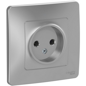 Изображение товара Розетка встраиваемая без заземления (алюминий) Systeme Electric Blanca BLNRS000013
