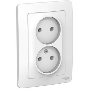 Изображение товара Розетка встраиваемая двойная без заземления (белый) Systeme Electric Blanca BLNRS000021