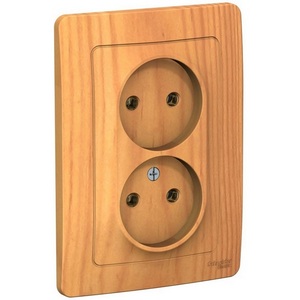 Изображение товара Розетка встраиваемая двойная без заземления (ясень) Systeme Electric Blanca BLNRS000025