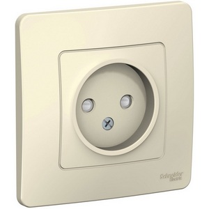 Изображение товара Розетка встраиваемая без заземления со шторками (молочный) Systeme Electric Blanca BLNRS000112
