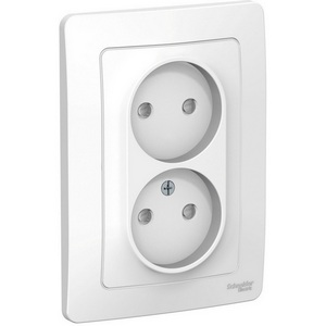 Изображение товара Розетка встраиваемая двойная без заземления со шторками (белый) Systeme Electric Blanca BLNRS000121