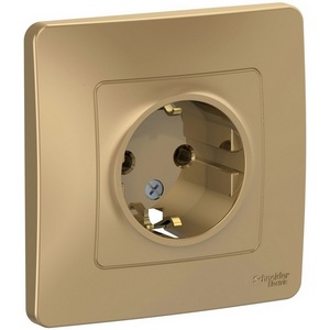 Изображение товара Розетка встраиваемая с заземлением (титан) Systeme Electric Blanca BLNRS001014