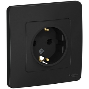 Изображение товара Розетка встраиваемая с заземлением (антрацит) Systeme Electric Blanca BLNRS001016