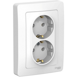 Изображение товара Розетка встраиваемая двойная с заземлением (белый) Systeme Electric Blanca BLNRS001021