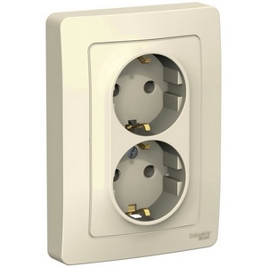 Изображение товара Розетка встраиваемая двойная с заземлением (молочный) Systeme Electric Blanca BLNRS001022