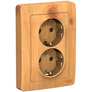 Изображение товара Розетка встраиваемая двойная с заземлением (ясень) Systeme Electric Blanca BLNRS001025