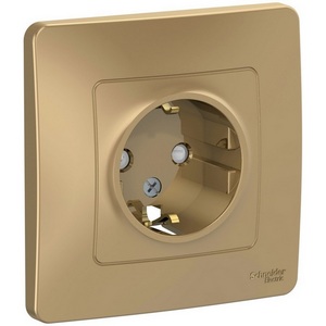 Изображение товара Розетка встраиваемая с заземлением и шторками (титан) Systeme Electric Blanca BLNRS001114