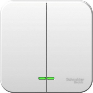 Изображение товара Выключатель накладной двухклавишный с подсветкой (белый) Systeme Electric Blanca BLNVA065101