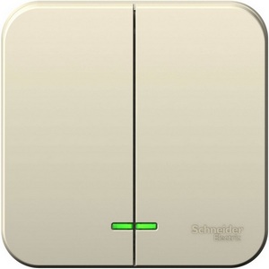 Изображение товара Выключатель накладной двухклавишный с подсветкой (молочный) Systeme Electric Blanca BLNVA065112