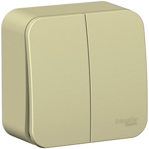 Изображение товара Выключатель накладной двухклавишный (бежевый) Systeme Electric Blanca BLNVA105017