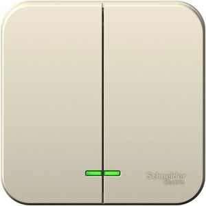 Изображение товара Выключатель накладной двухклавишный с подсветкой (молочный) Systeme Electric Blanca BLNVA105102