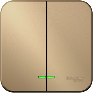 Изображение товара Выключатель накладной двухклавишный с подсветкой (титан) Systeme Electric Blanca BLNVA105104