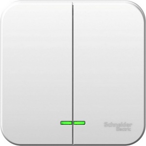 Изображение товара Выключатель накладной двухклавишный с подсветкой (белый) Systeme Electric Blanca BLNVA105111