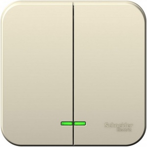 Изображение товара Выключатель накладной двухклавишный с подсветкой (молочный) Systeme Electric Blanca BLNVA105112