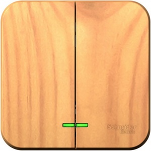 Изображение товара Выключатель накладной двухклавишный с подсветкой (ясень) Systeme Electric Blanca BLNVA105115