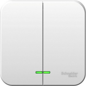 Изображение товара Выключатель накладной двухклавишный с подсветкой (белый) Systeme Electric Blanca BLNVA105121