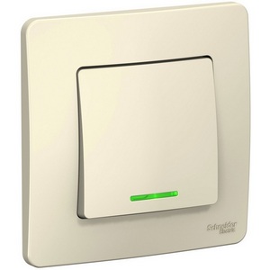 Изображение товара Выключатель встраиваемый одноклавишный с подсветкой (молочный) Systeme Electric Blanca BLNVS006112
