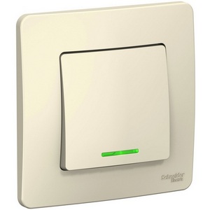Изображение товара Выключатель встраиваемый одноклавишный с подсветкой (молочный) Systeme Electric Blanca BLNVS010112