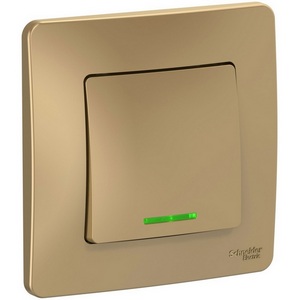 Изображение товара Выключатель встраиваемый одноклавишный с подсветкой (титан) Systeme Electric Blanca BLNVS010114