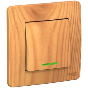 Изображение товара Выключатель встраиваемый одноклавишный с подсветкой (ясень) Systeme Electric Blanca BLNVS010115