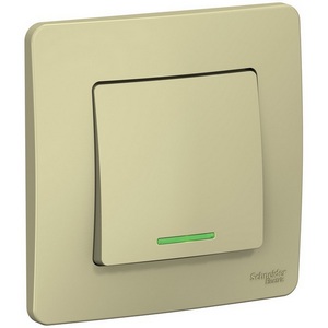 Изображение товара Выключатель встраиваемый одноклавишный с подсветкой (бежевый) Systeme Electric Blanca BLNVS010117