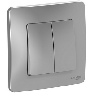 Изображение товара Выключатель встраиваемый двухклавишный (алюминий) Systeme Electric Blanca BLNVS010503