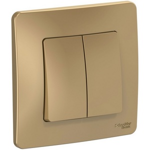 Изображение товара Выключатель встраиваемый двухклавишный (титан) Systeme Electric Blanca BLNVS010504