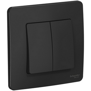 Изображение товара Выключатель встраиваемый двухклавишный (антрацит) Systeme Electric Blanca BLNVS010506