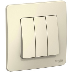 Изображение товара Выключатель встраиваемый трехклавишный (молочный) Systeme Electric Blanca BLNVS100502