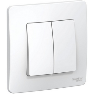 Изображение товара Выключатель встраиваемый двухклавишный (белый) Systeme Electric Blanca BLNVS106601