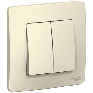 Изображение товара Выключатель встраиваемый двухклавишный (молочный) Systeme Electric Blanca BLNVS106602