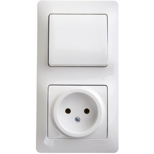 Изображение товара Розетка встраиваемая без заземления с одноклавишным выключателем (белый) Systeme Electric Glossa GSL000160