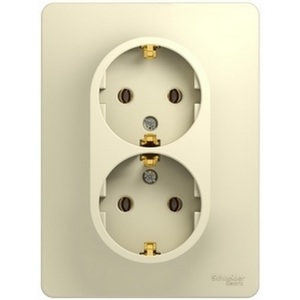Изображение товара Розетка встраиваемая двойная с заземлением (бежевый) Systeme Electric Glossa GSL000224
