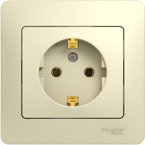 Изображение товара Розетка встраиваемая с заземлением (бежевый) Systeme Electric Glossa GSL000242